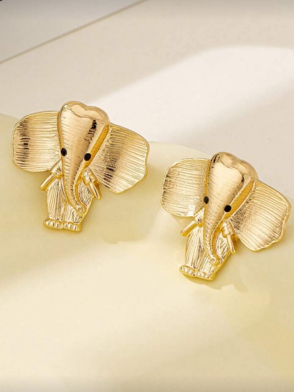 Gold Elephant Head Stud Earrings